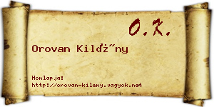 Orovan Kilény névjegykártya